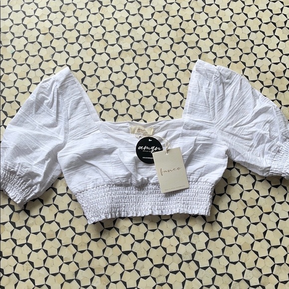 White Cotton Crop Top brand New - Picture 3 of 4